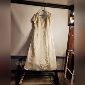 Milano Elegant Ivory Cream Beaded Dress XXXL